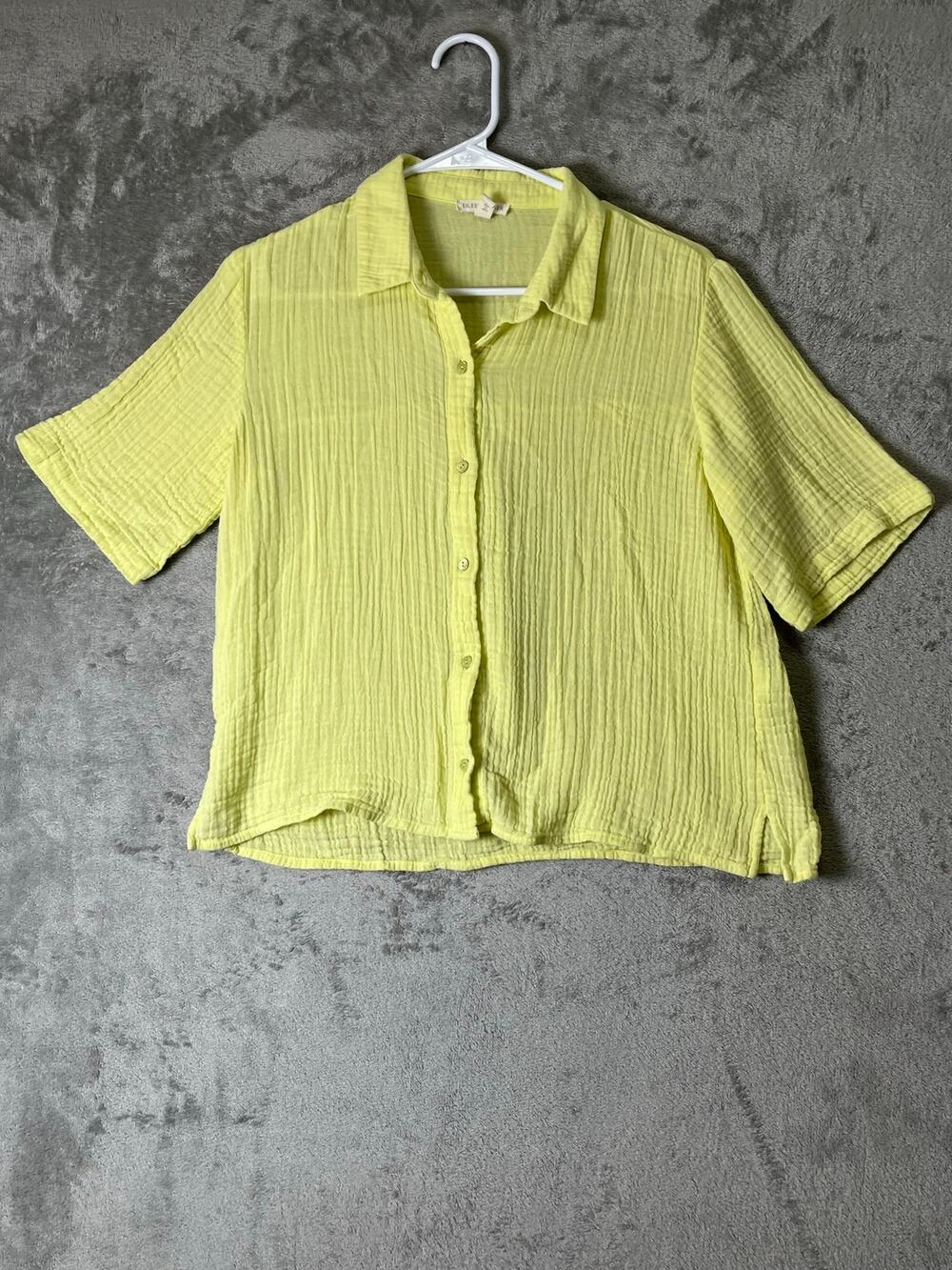 Eileen Fisher Cotton Gauze Button Front Shirt XXS Coastal Minimalist Resort